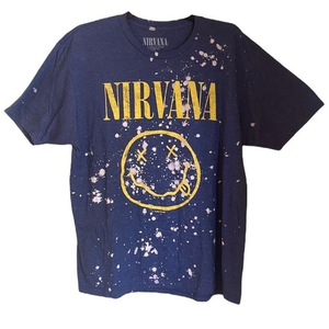 NIRVANA Blue Yellow Graphic Short Sleeve T-Shirt Size XL‎